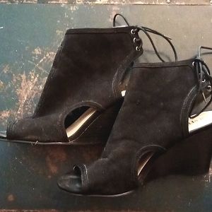Black velour wedges